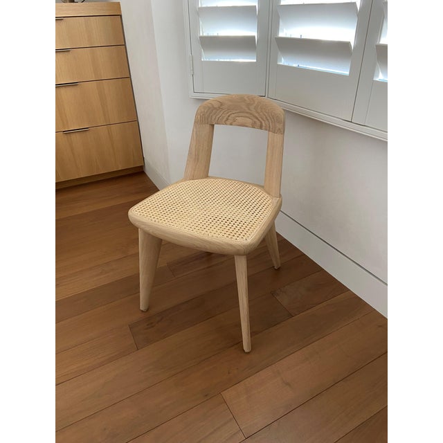 Wood BassamFellows Armless Brutus Chair - Raw Oak & Double Caned, Italian Hand-Crafted Accent/Desk Chair For Sale - Image 7 of 11