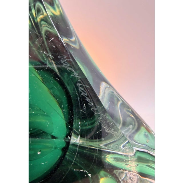 Clear and Green Table Lamp from Val Saint-Lambert, 1960s For Sale - Image 4 of 7