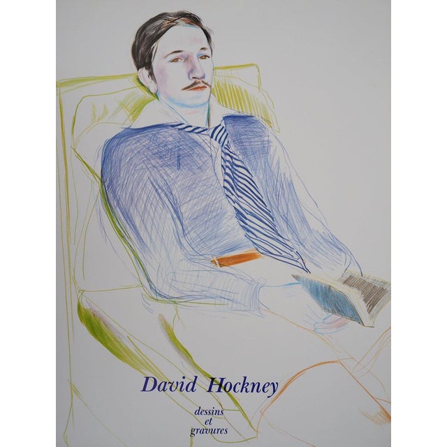 David Hockney (1937) Portrait of a Young Man Original vintage color poster On poster paper, 45 x 64 cm (approx. 18 x 25...