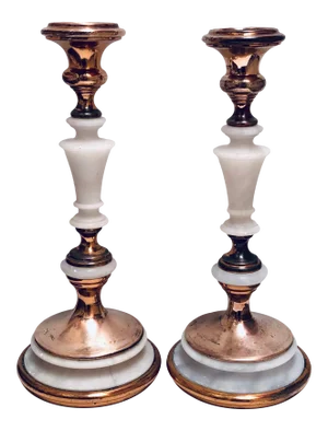 French Alabaster Candlesticks
