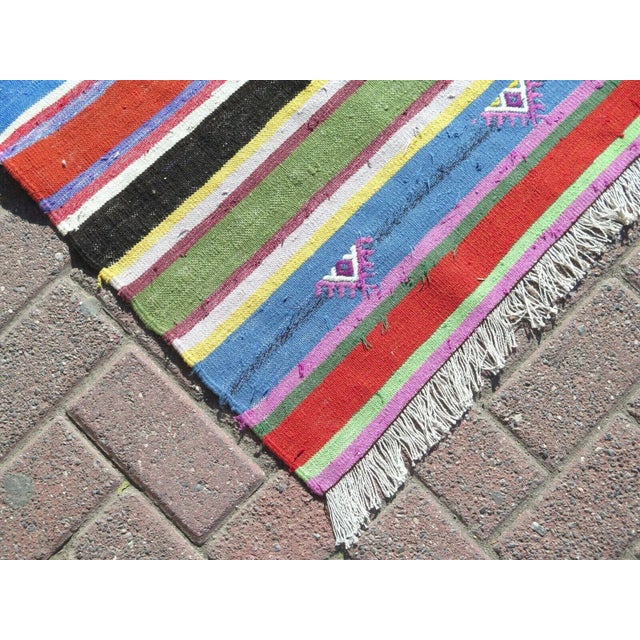 1960s Turkish Striped Kilim Rug - 69"x94" For Sale - Image 9 of 11