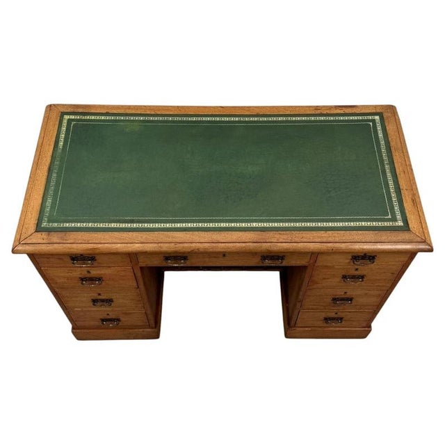 19th Century English Pine Kneehole Desk with Nine Drawers For Sale - Image 4 of 13