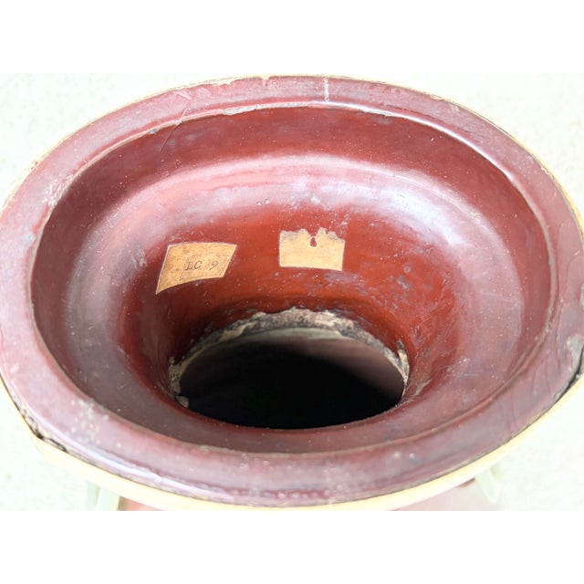 Burgundy Antique Chinese Wine Red Lacquer Wood Vase With Bone and Jade Accents. For Sale - Image 8 of 12