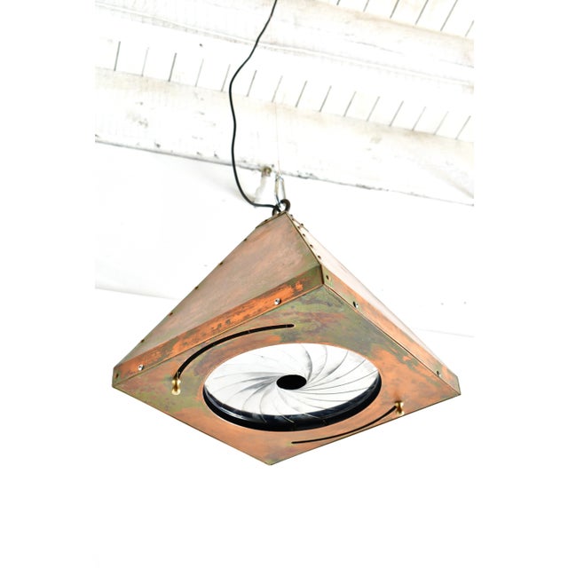 Pyramid Iris Copper Pendant For Sale - Image 4 of 10