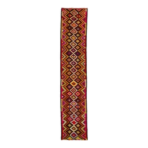 Multicolor Geometric Flatweave Wool Rug Turkish Kilim