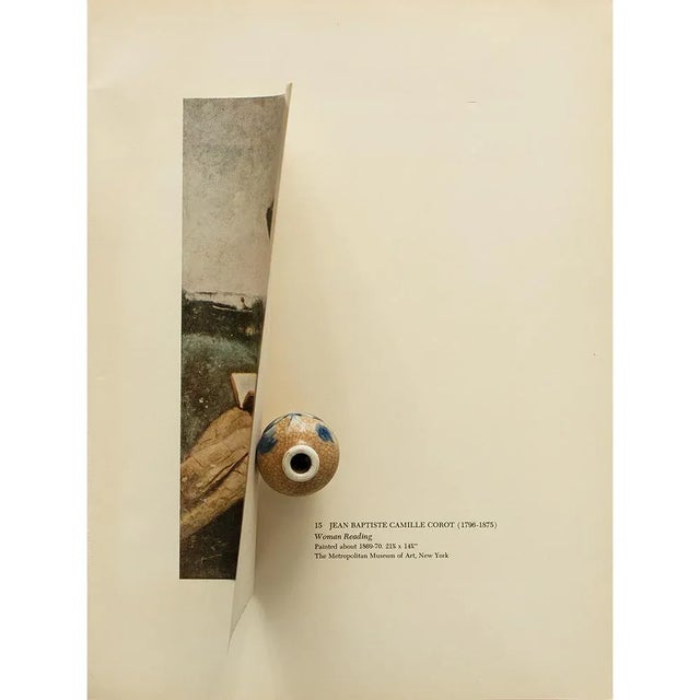 1955 After Jean Baptiste Camille Corot "Woman Reading", Vintage Full-Color Print For Sale - Image 4 of 8