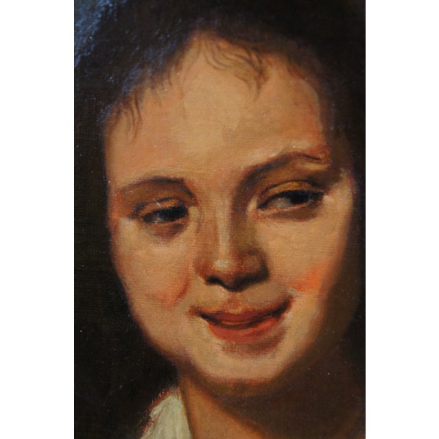 Antique Frans Hals the Girl La Bohémienne Oil Portrait Painting 18" For Sale - Image 4 of 10