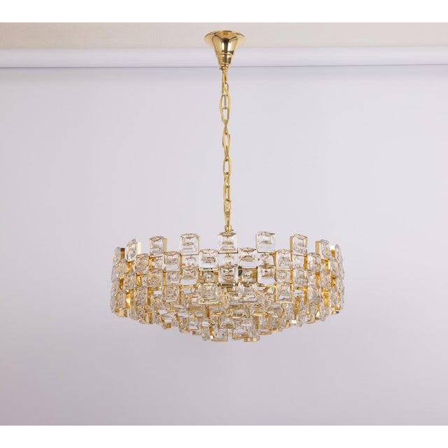 Large Gilt Brass Crystal Chandelier by Sciolari for Palwa, Germany, 1970s For Sale - Image 3 of 18
