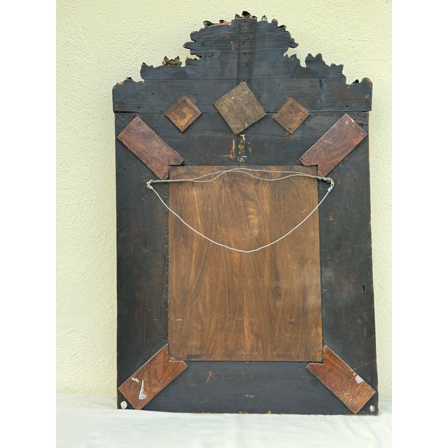 Antique 19th Century Dutch Ebony and Brass Repousse Cushion Mirror For Sale - Image 9 of 10