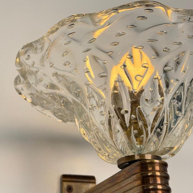 Sculptural Bullicante Glass Wall Sconces from Barovier & Toso, 1940s, Set of 2 For Sale - Image 16 of 18