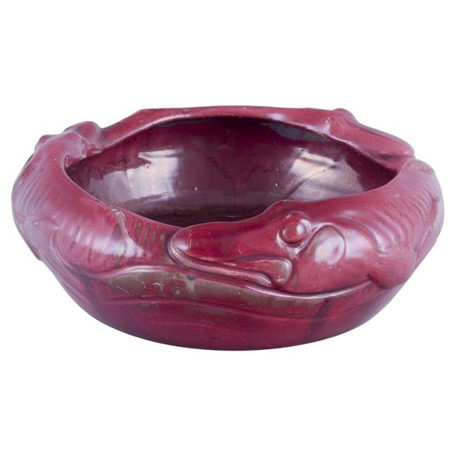 Ceramic Bowl with Fish in Relief by Karl Hansen Reistrup for Kähler, 1890s For Sale - Image 9 of 9