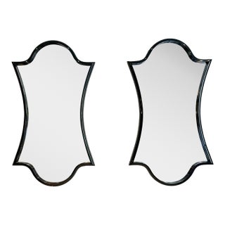Pair of Lacquered Wood Wall Mirrors For Sale