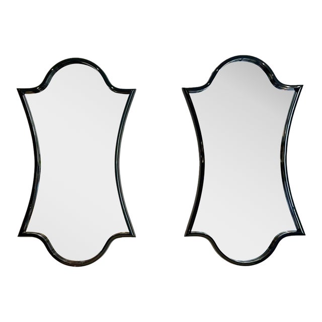 Pair of Lacquered Wood Wall Mirrors For Sale