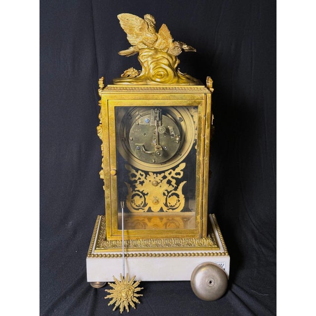 Bronze 19th C French Louis XVI Bronze Marble Crystal Clock Set – 3 PCS For Sale - Image 8 of 18