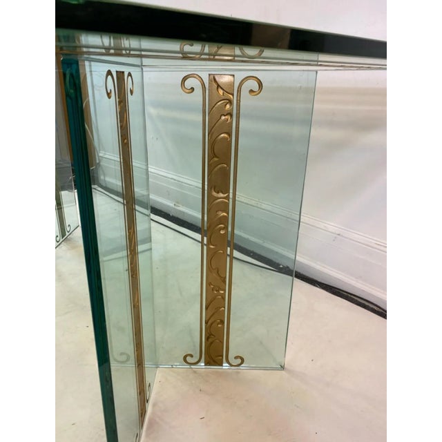 Transparent Art Deco Revival Carved & Etched Glass Dining Table in the Manner of Rene Lalique For Sale - Image 8 of 10