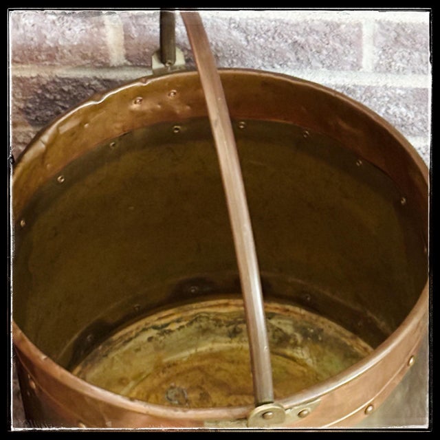 Metal 19th C. Hammered Brass & Copper Bucket For Sale - Image 7 of 10