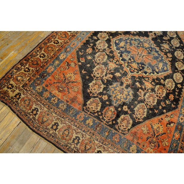 Black 1900s S. Black Salmon Medallion Tribal Antique Persian Ghashgaie Rug 5'2" X 7'4" Knotted Pile Wool Carpet For Sale - Image 8 of 11