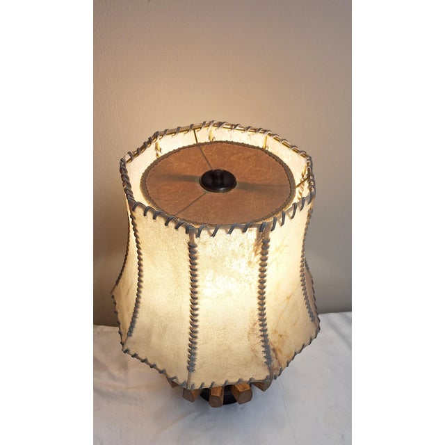1960s Rustic German Table Lamp with Oak Base, 1960s For Sale - Image 5 of 7