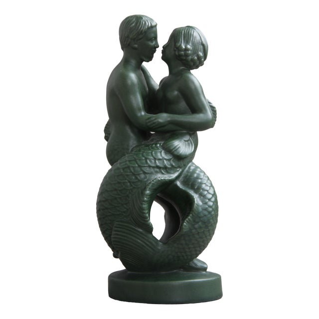 Figure 927 Mermaid and Mermaid in Green Glaze from Ipsen, 1930s For Sale