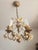 Metal Vintage Shabby Chic Florentine Pendant Lamp Four-Armed with Gold-Tone Porcelain Roses, 1960s For Sale - Image 7 of 18