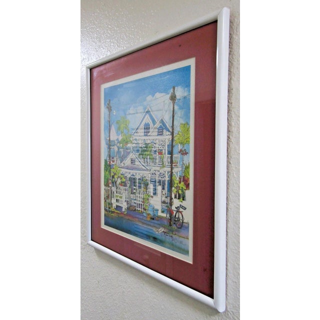 Wood American Artist Ann Irvine Framed Key West House Lithograph 859/1000 For Sale - Image 7 of 8