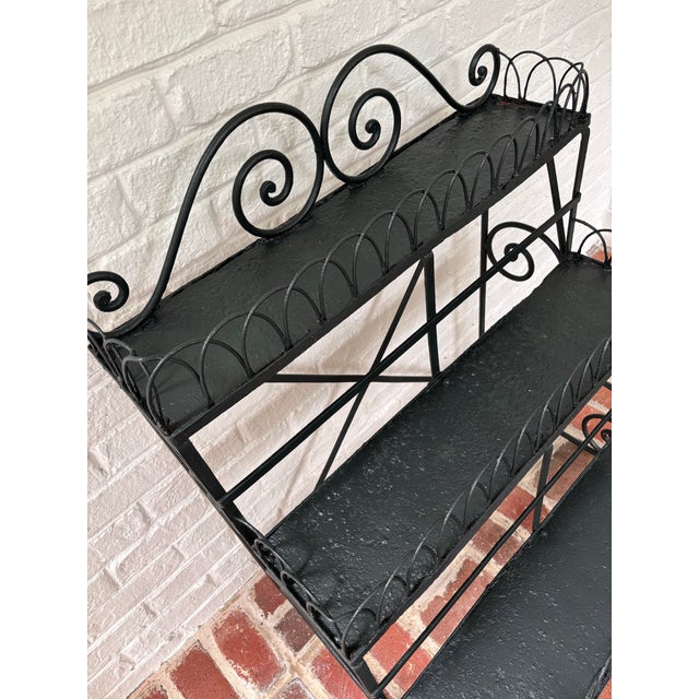 French Country Vintage French Country Rod Iron Three – Tier Conservatory Plant Stand For Sale - Image 3 of 5