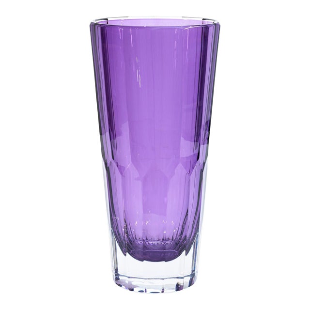Jeff Leatham for Waterford Icon Purple Amethyst Lead Crystal Decorative 12" Vase For Sale