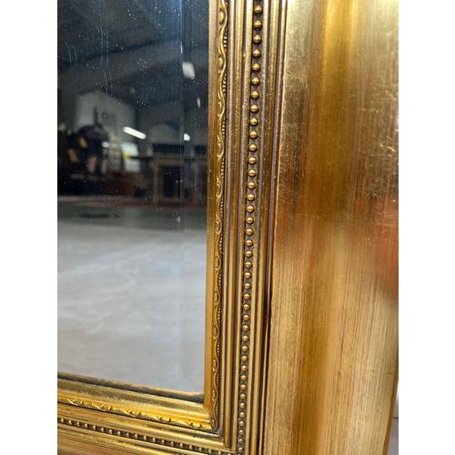 Large Antique Gilded Mirror with Laurel Crest For Sale - Image 3 of 5