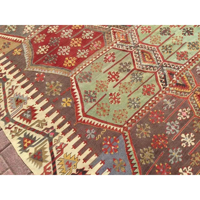 Oversized Vintage Turkish Kilim Rug - 75" X 180" For Sale - Image 9 of 11