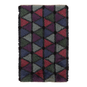 Vintage Swedish Rya Rug, Colorful Scandinavian Geometric Patterns - Rug & Kilim