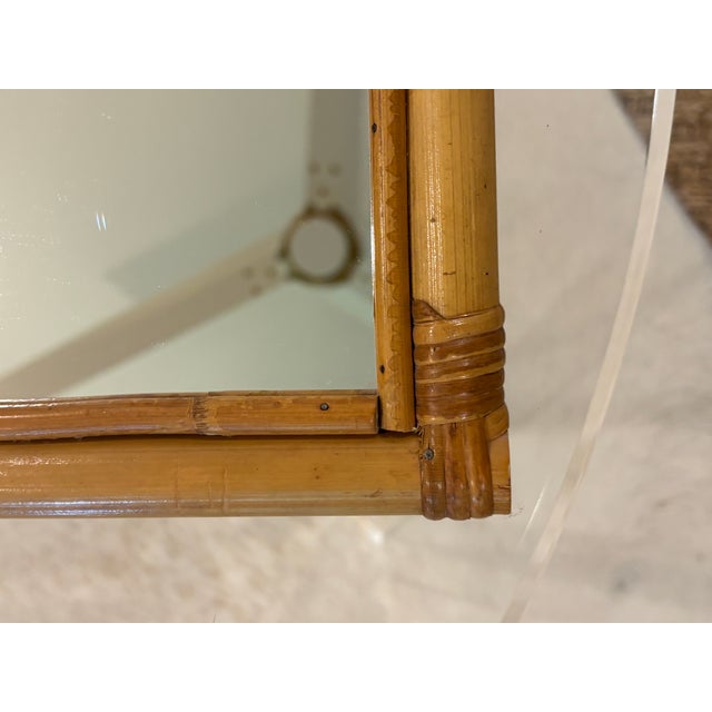 Mid 20th Century Vintage Petite Arched Rattan & Bamboo Wall Mirror For Sale - Image 5 of 12