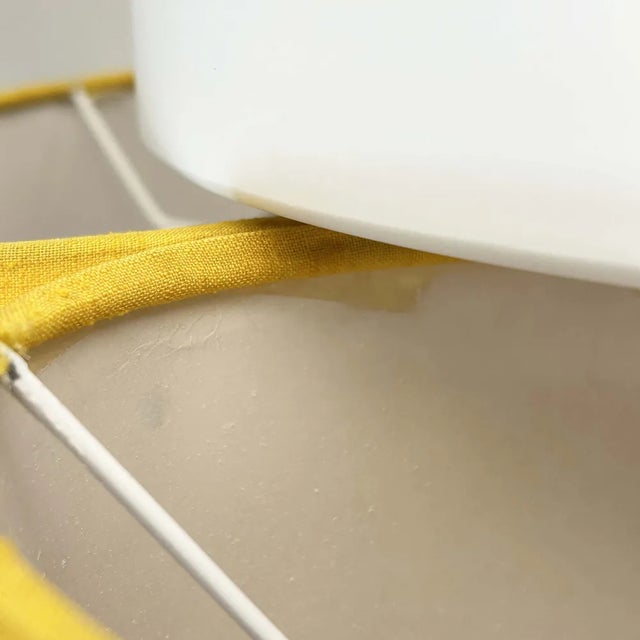 Ceiling Lamp with 3 Yellow Fabric Shades, 1960s For Sale - Image 9 of 10