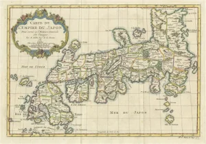 Antique Hand-Tinted Map of Japan, 1752