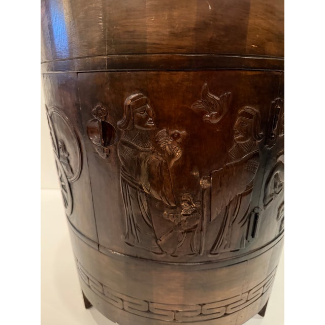 Carved Wood Drum End Tables -a Pair For Sale - Image 13 of 13