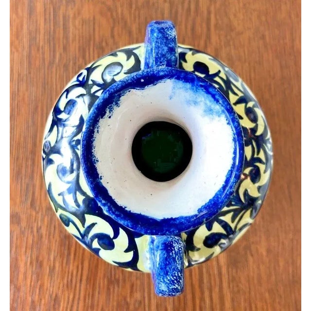 Antique White Early Vintage French Henriot Quimper Urn Vase Decor Riche Border For Sale - Image 8 of 11