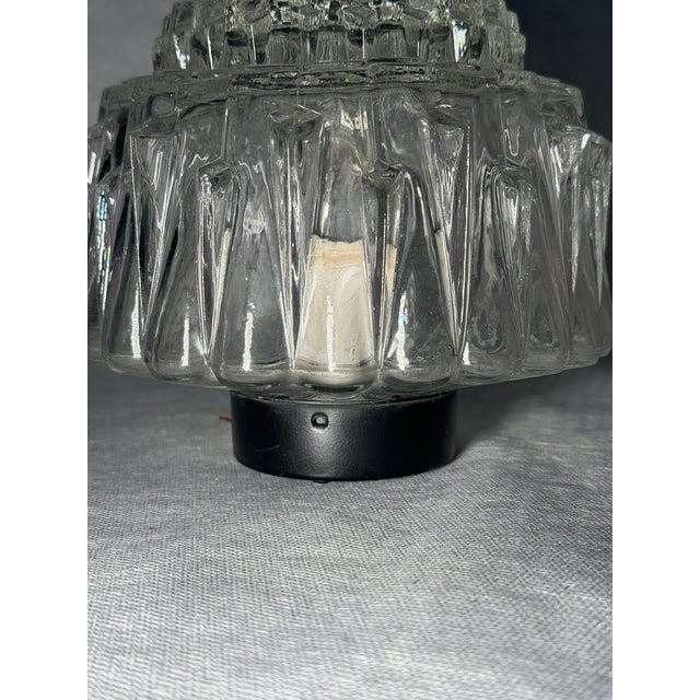 Glass Textured Ice Glass Flush Mount, 1970s For Sale - Image 7 of 9