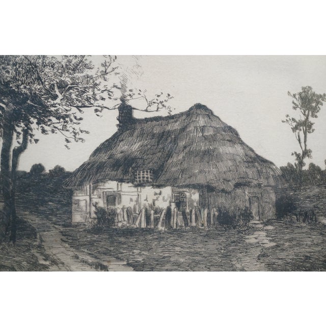Antique Ernest C Rost Signed Cottage Farmhouse Panoramic Landscape Etching 26" For Sale - Image 12 of 14