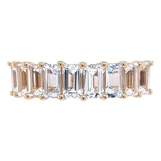 Natural White Sapphire Ring 14k W Gold 4.32 TCW Certified For Sale