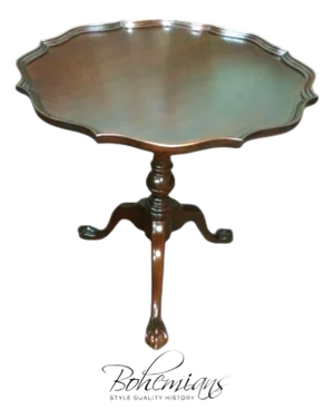 Vintage Mahogany Pedestal Table, Scalloped Accent Table
