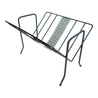 Wrought Iron and Screen Mategot Style Magazine Rack For Sale
