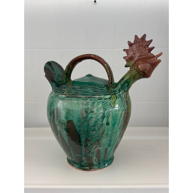 Rooster-Shaped Jug in Enameled Majolica Ceramic, 1960s For Sale - Image 4 of 16