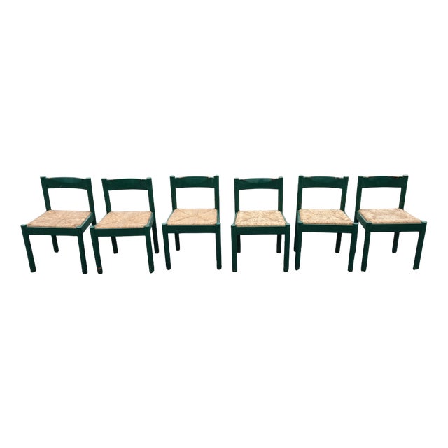 Wooden Papercord Chairs, 1960s, Set of 6 For Sale