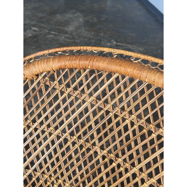 Vintage Boho Peacock Wicker Chaise With Tropical Cushions For Sale - Image 14 of 18