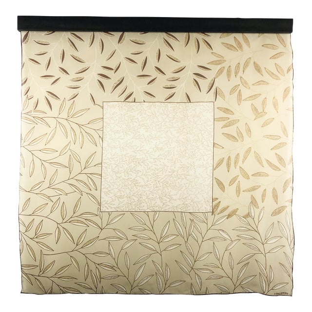 Pure Silk Halston Vintage Scarf With Wall Hanging Scarf Holder For Sale