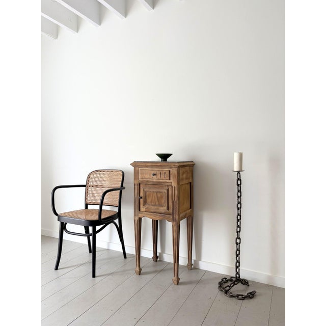 Brown Neoclassical Side Table with Cabinet and Marble Top, France, 1940s For Sale - Image 8 of 8