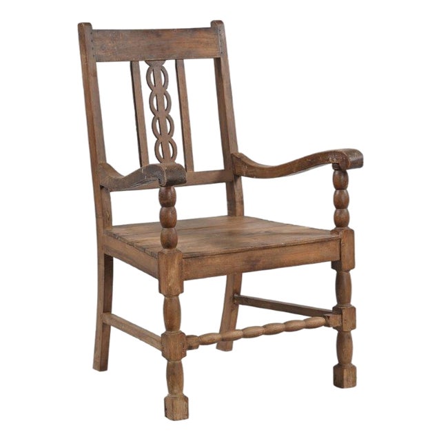 Vintage Anglo-Indian Teakwood Armchair For Sale