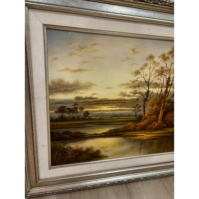 Traditional Vintage Framed Landscape Oil Print on Canvas For Sale - Image 3 of 8