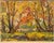 An unusually vibrant mid-century color woodblock print of an autumn woodland, signed, titled and numbered in pencil by the...