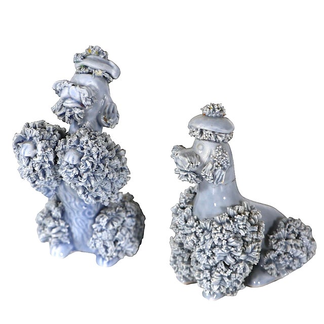Mid-Century Modern 2 Pc. Set Mid Century Spaghetti Pottery Poodle Dogs For Sale - Image 3 of 10