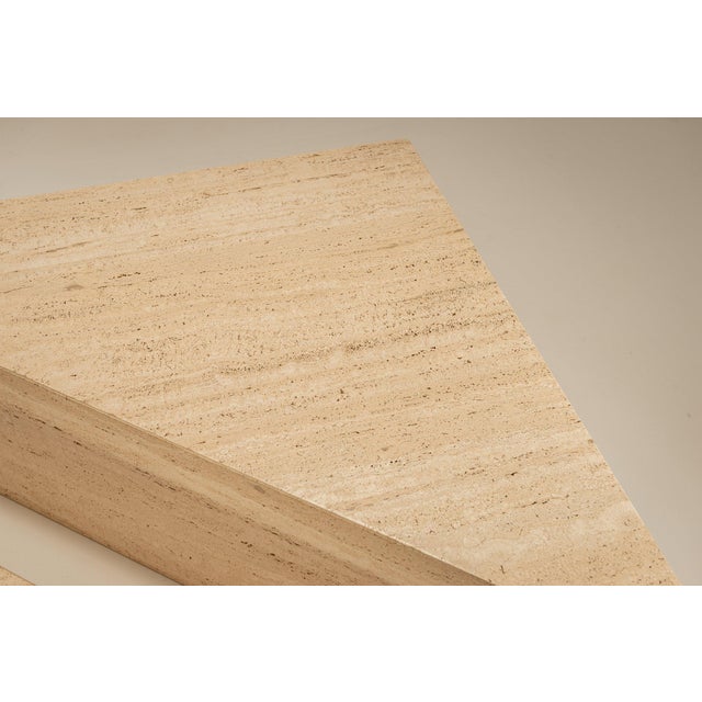 Beige Large Triangular Travertine Coffee Table, 1970s, Set of 2 For Sale - Image 8 of 14
